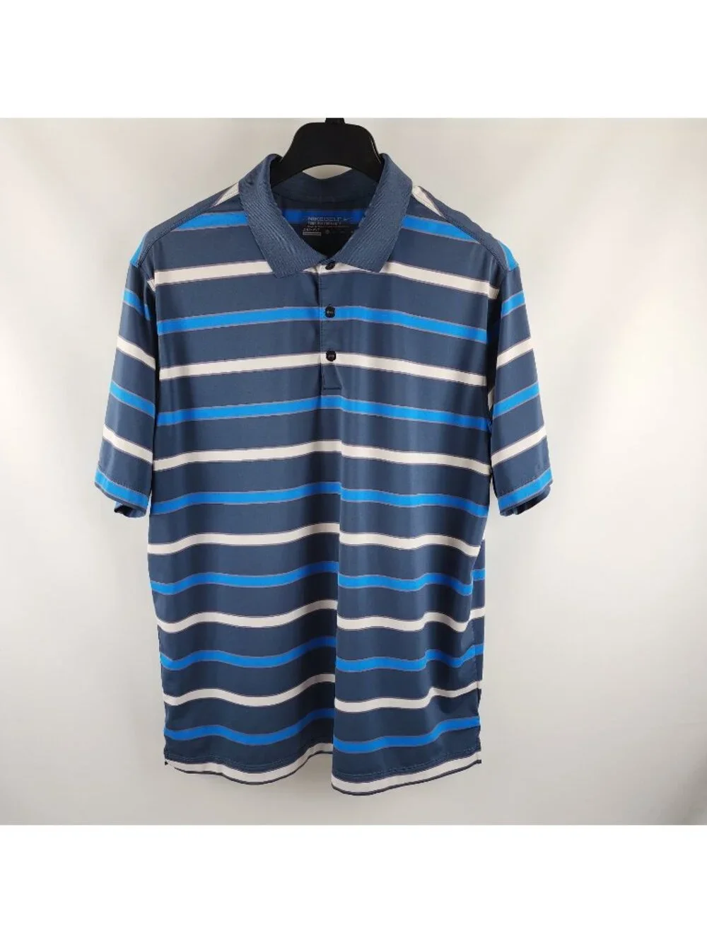 Nike Shirt Mens XL Blue Multi Golf Tour Performance Stretch UV Stripe Polo